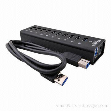 Super Speed 10-port USB3.0 Hub with 12V, 3A Power Adapter